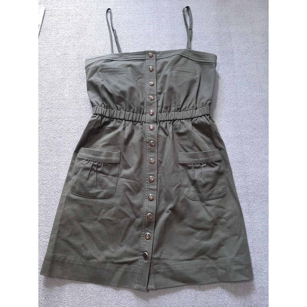 Thoshanna Size 8 Sleeveless Top Olive Green 2 Pocket Snap button